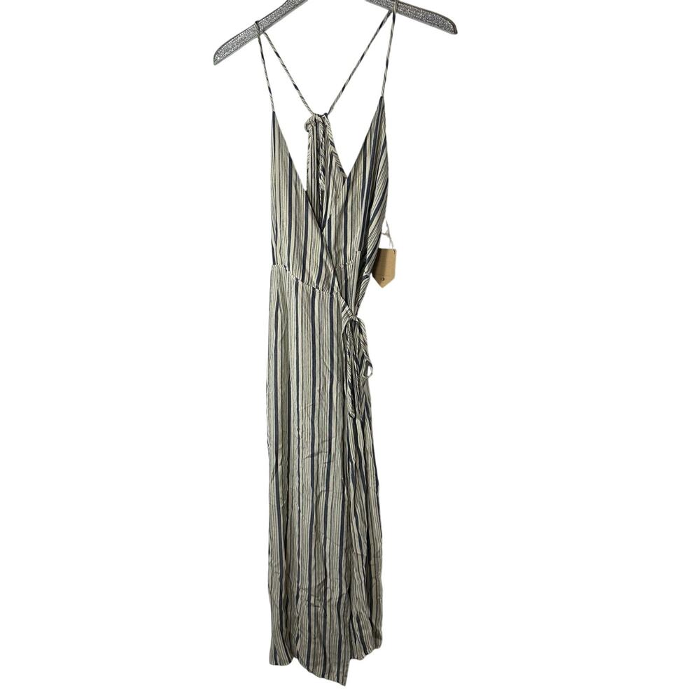 Whimsy + Row Cleo Dress Blue Stripe Midi Dress NEW